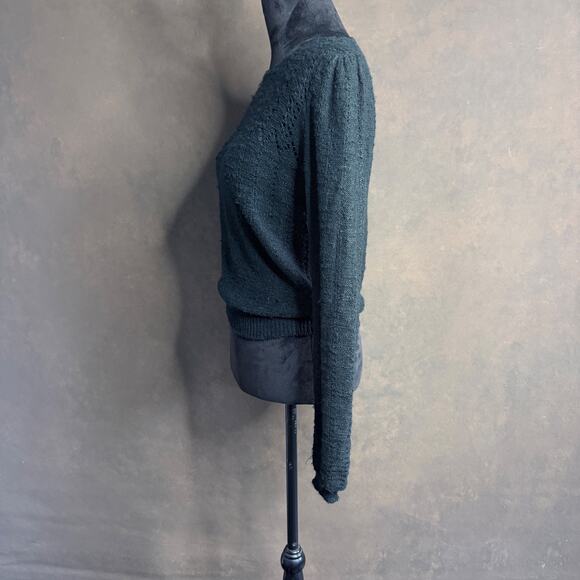 Vintage The Limited Black Lace-Knit Sweater Crewneck Size M Acrylic / Nylon - Picture 7 of 10